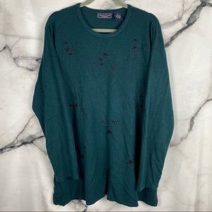 Laura Scott Dark Teal Sweater w/ Beading